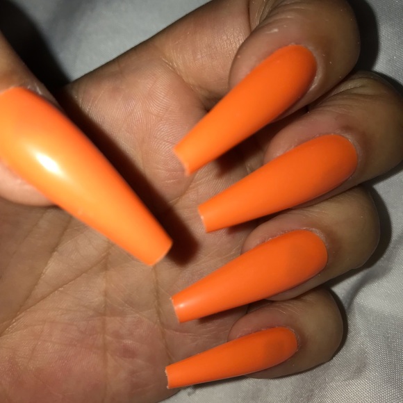 Orange n peach luxury acrylic press on nails available in and length n shape - Picture 6 of 6